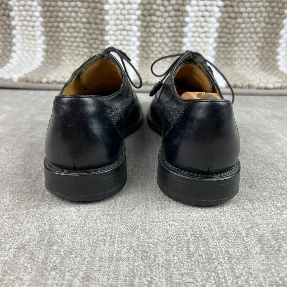 Mezlan Ferrari Black Lizard Skin Leather Square Toe Lace Up Dress Shoes Size 9.5